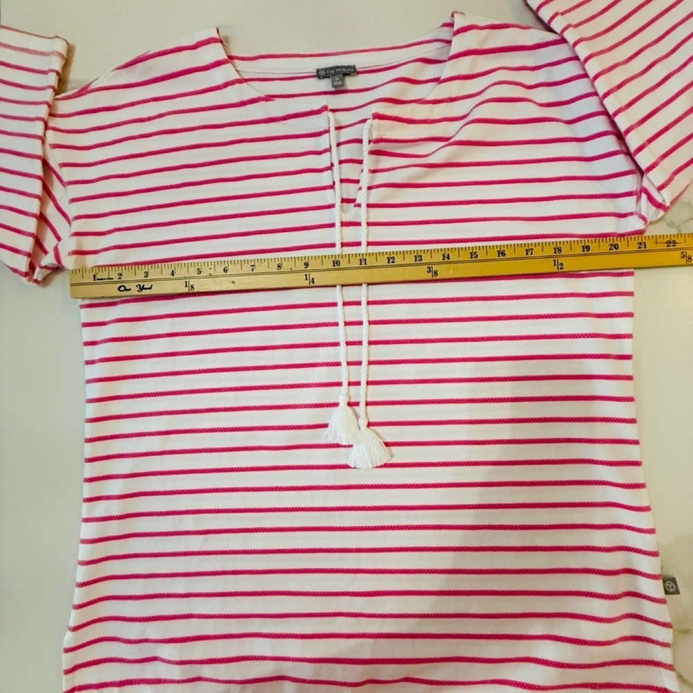 Talbots Pink and White Striped Ladies Top. Medium - Picture 2 of 7